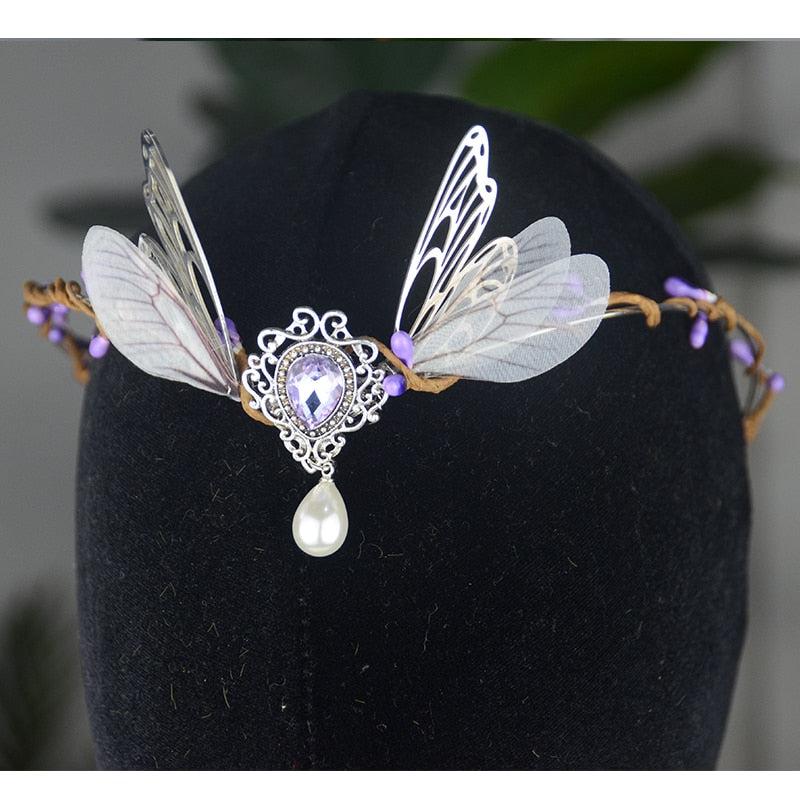 Witch Crescent Moon Crystal Headband Circlet Crown-MoonChildWorld
