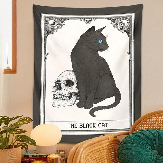 Tarot Cat Tapestry Witch Wall Hanging
