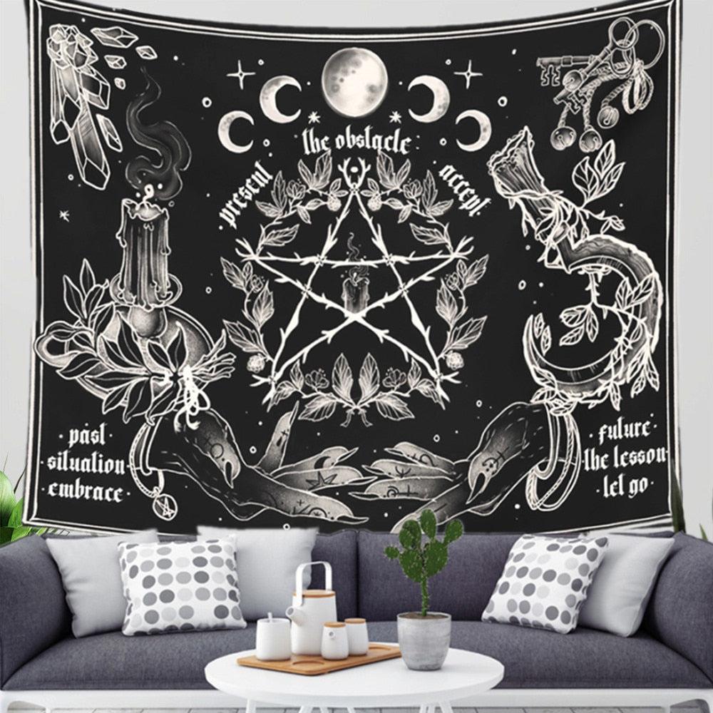 Moon phases pentagram Witchcraft Tapestry Wicca Wall Hanging-MoonChildWorld