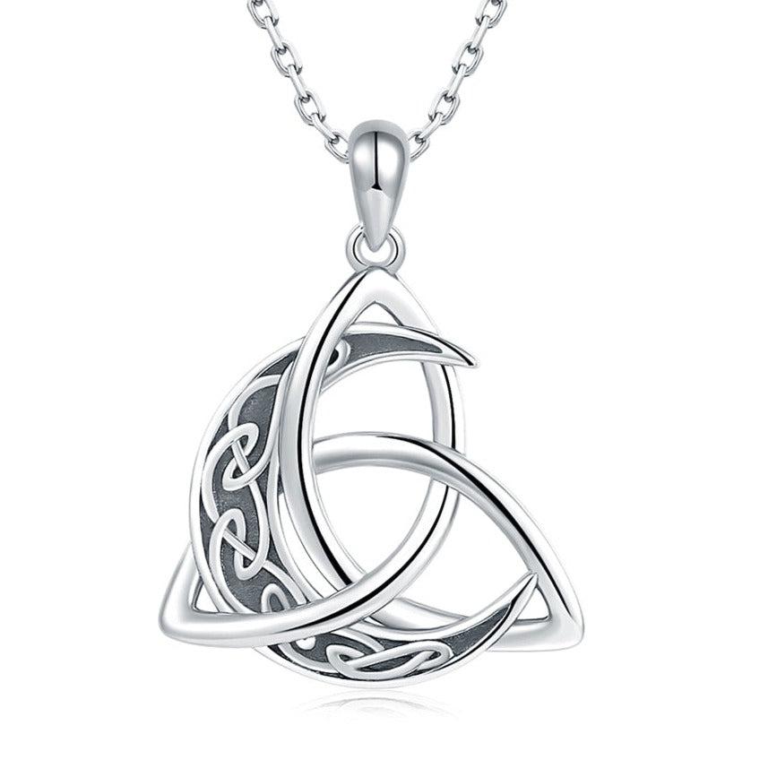 Sterling Silver Irish Celtics Knot Moon Wiccan Necklace-MoonChildWorld