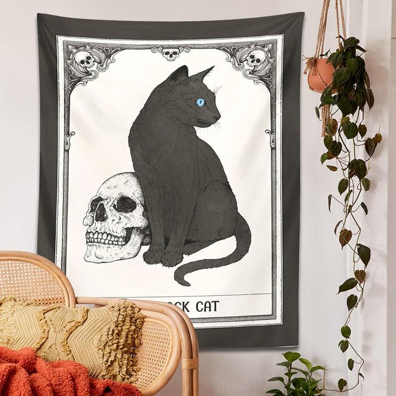 Tarot Cat Tapestry Witch Wall Hanging-MoonChildWorld