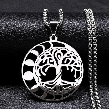 Witch Moon Phases Tree of Life Necklace Pagan Wiccan Necklace-MoonChildWorld