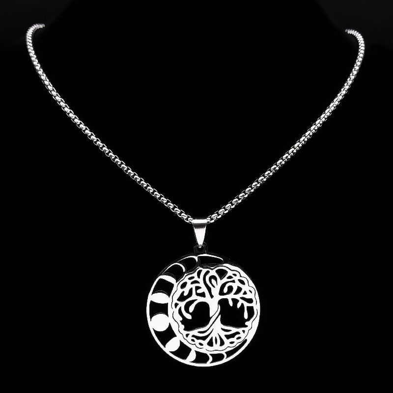 Witch Moon Phases Tree of Life Necklace Pagan Wiccan Necklace-MoonChildWorld
