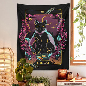 Cat Tarot Tapestry Witch Wall Hanging Black cat Tapestry