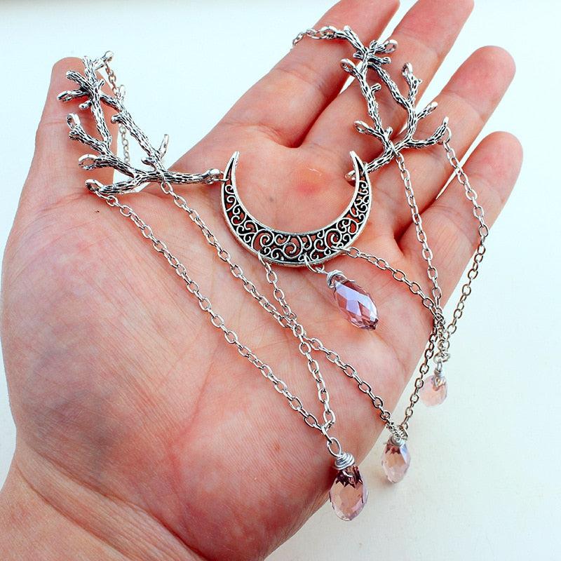 Gothic Moon Branch Witch Necklace-MoonChildWorld
