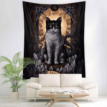 Tarot Black Cat Wall Hanging Witch Tapestry