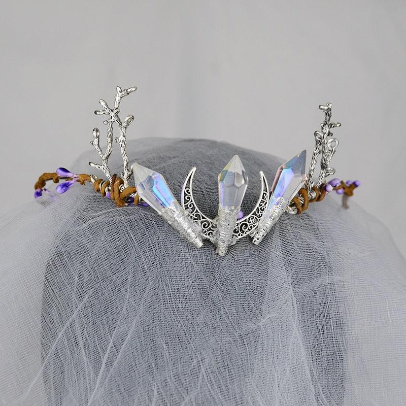 Witch Crystal Crown Wiccan Circlet-MoonChildWorld