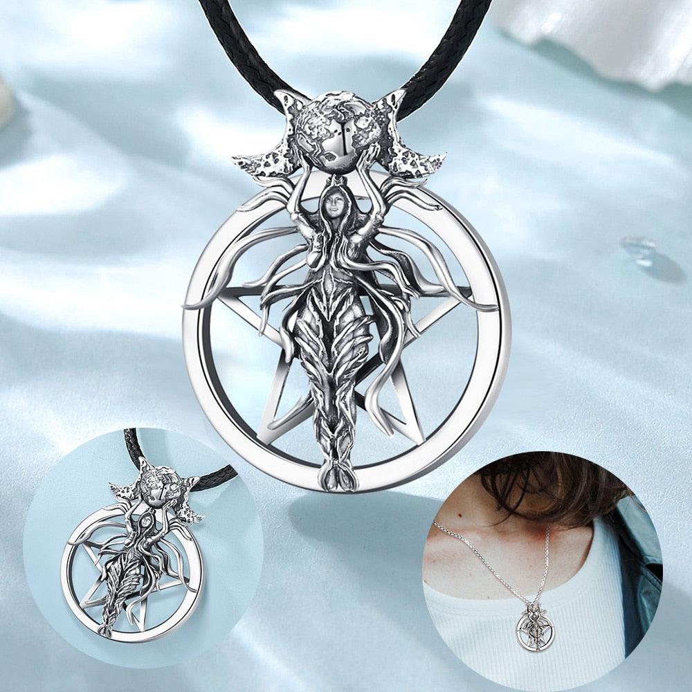 Lilith Goddess Wiccan Necklace Triple Moon Goddess Necklace-MoonChildWorld