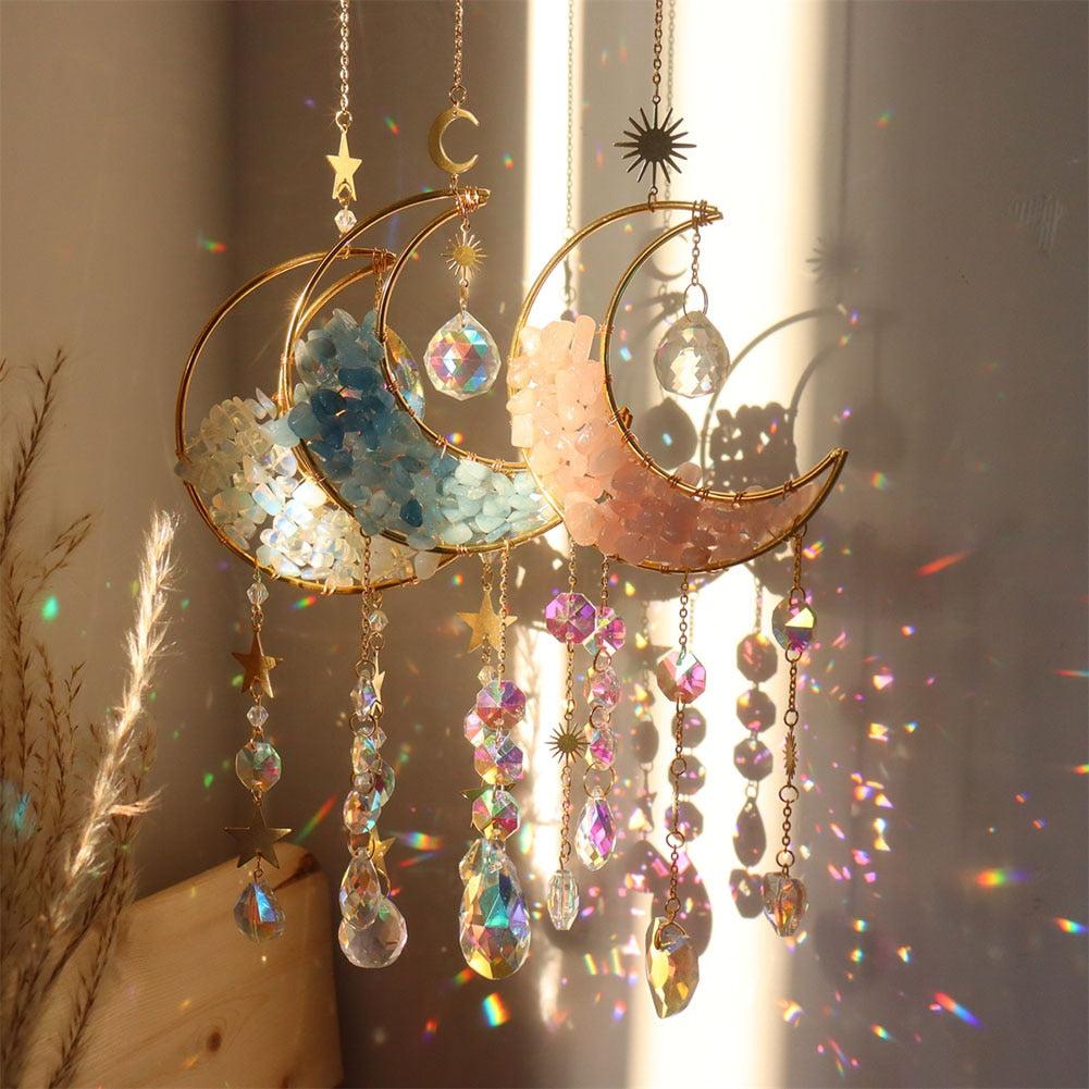 Crystal Wind Chime Moon Sun Catcher-MoonChildWorld