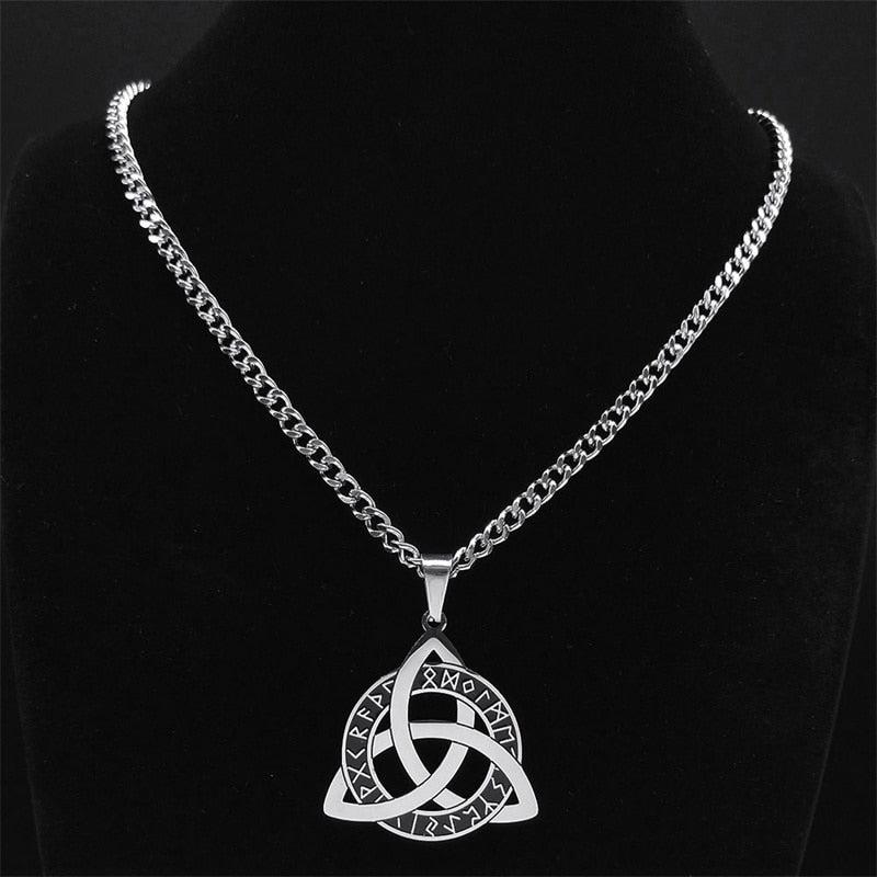 Viking Runes Triquetra Necklace Celtic Knot Trinity Necklace-MoonChildWorld