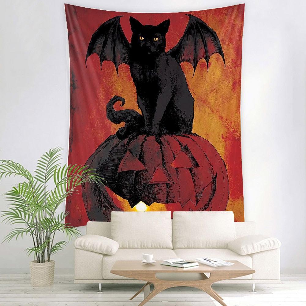 Tarot Black Cat Wall Hanging Witch Tapestry-MoonChildWorld