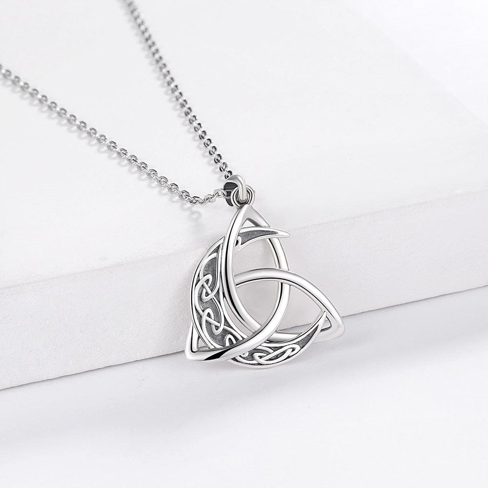 Sterling Silver Irish Celtics Knot Moon Wiccan Necklace-MoonChildWorld
