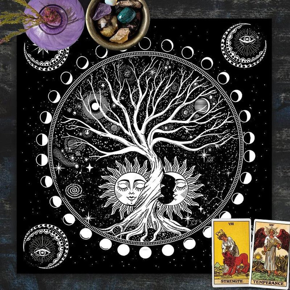 Tree of life Tarot Tablecloth Sun Moon Pagan Altar Cloth-MoonChildWorld
