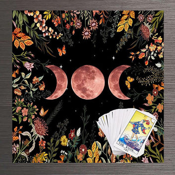 Celestial Flower Tarot Tablecloth Triple Moon Wicca Altar Cloth