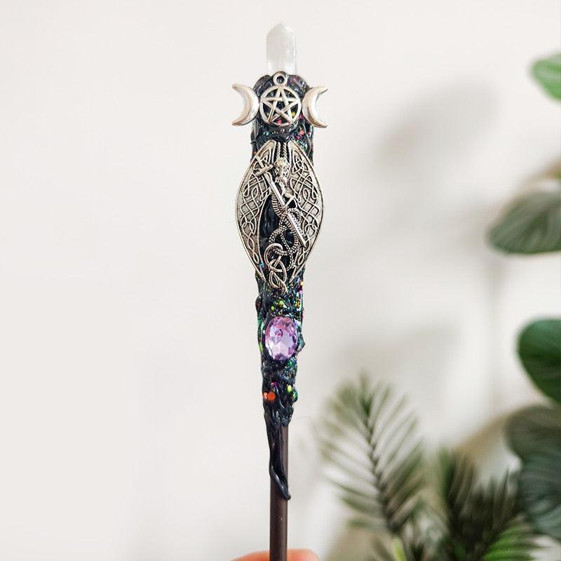 Witch Wand Crystal Quartz Power Scepter Altar Wand-MoonChildWorld