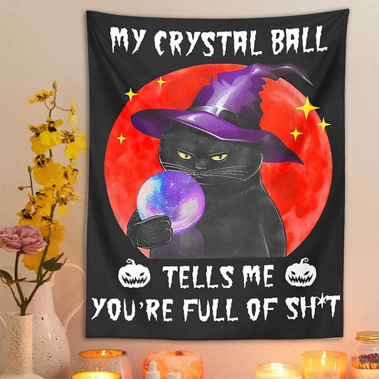 Witch cat Tapestry Wall Hanging Black cat Tapestry-MoonChildWorld