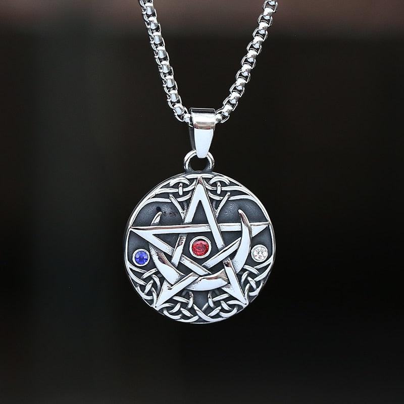 Pentagram Moon Wiccan Necklace-MoonChildWorld