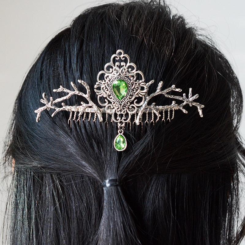 Wicca Crystal Moon Hairclip Pagan Moon Hair Accessories-MoonChildWorld