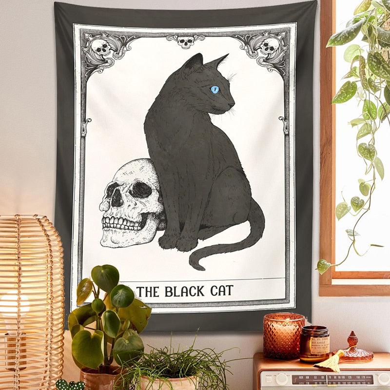 Tarot Cat Tapestry Witch Wall Hanging-MoonChildWorld