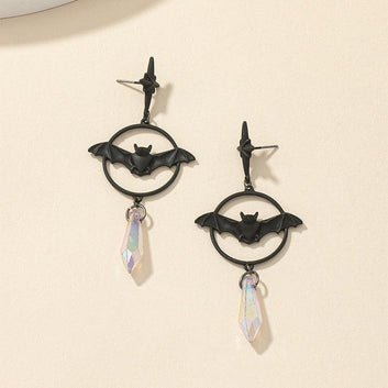 Gothic Earrings Black Bat Witch Earrings-MoonChildWorld