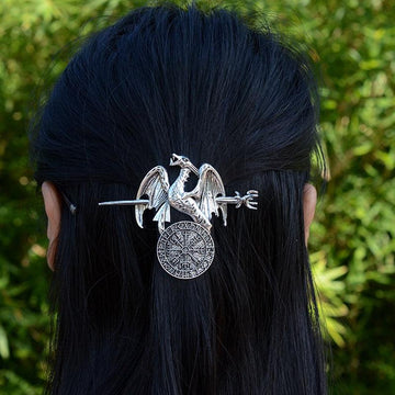Pagan Dragon Viking Rune Hair Barrette Spirit Wicca Hairclip-MoonChildWorld
