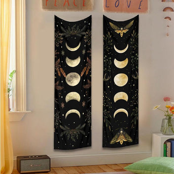 Moon Phase Snake Witch Tapestry Wall Hanging