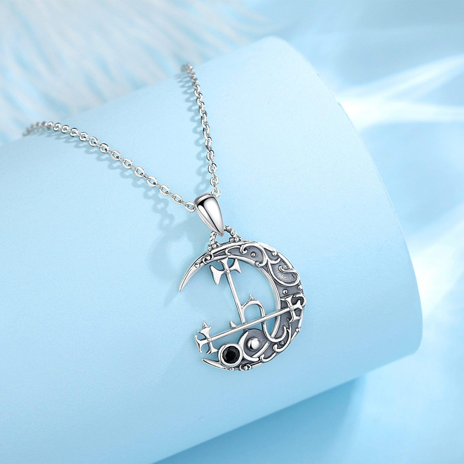 Sterling Silver Lilith Moon Necklace Lilith Sigil Witch Necklace-MoonChildWorld