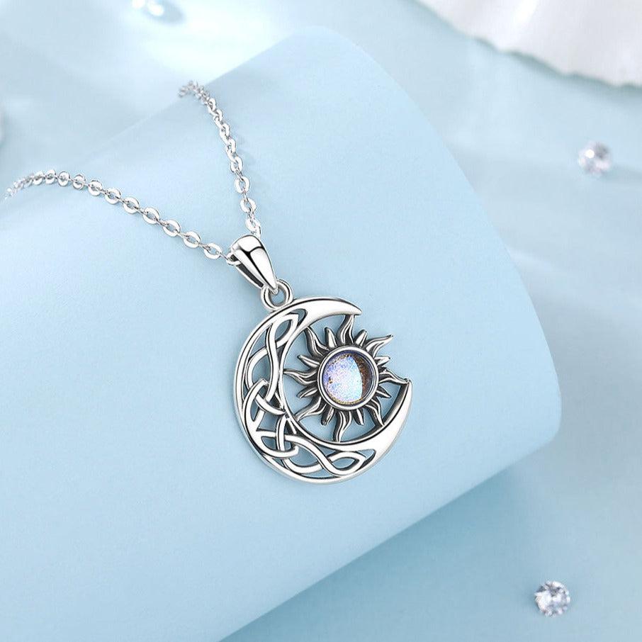 Sterling Silver Wicca Sun Moon Necklace-MoonChildWorld