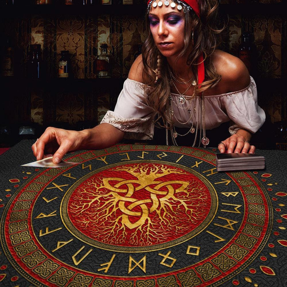 Tree Of Life Tarot Tablecloth Spiritual Rune Celtic Knot Pagan Altar Cloth-MoonChildWorld