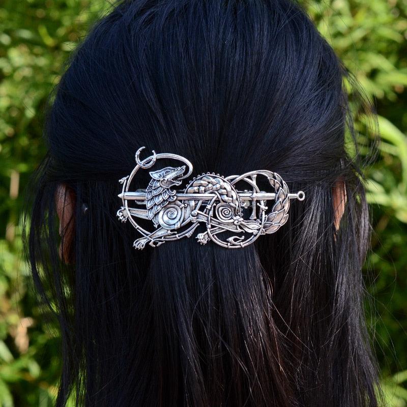 Celtics Fox With Sword French Barrette Viking Culture Hairclip-MoonChildWorld
