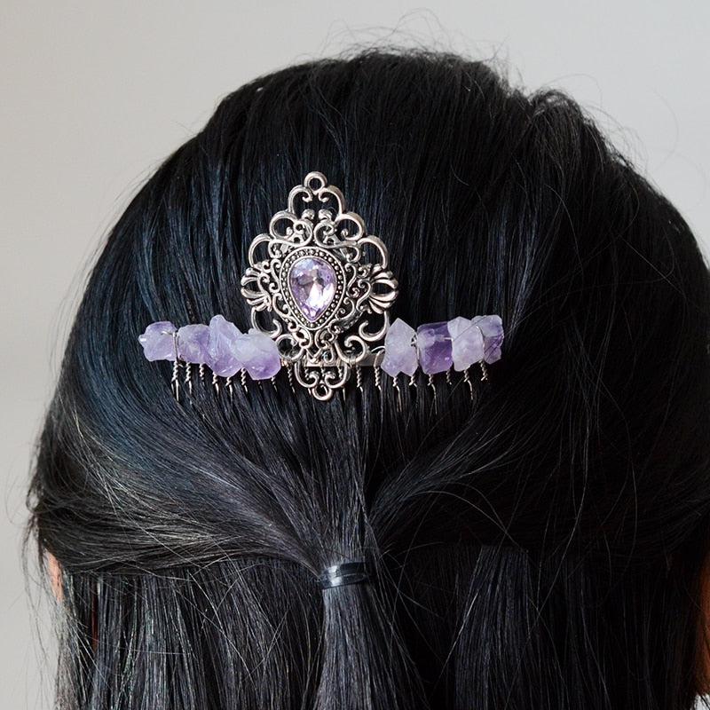 Wicca Crystal Moon Hairclip Pagan Moon Hair Accessories-MoonChildWorld