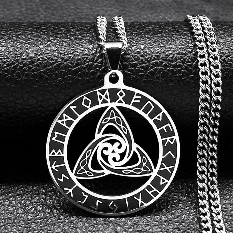 Goth Viking Triquetra Celtic Knot Necklace Norse Odin Rune Necklace-MoonChildWorld