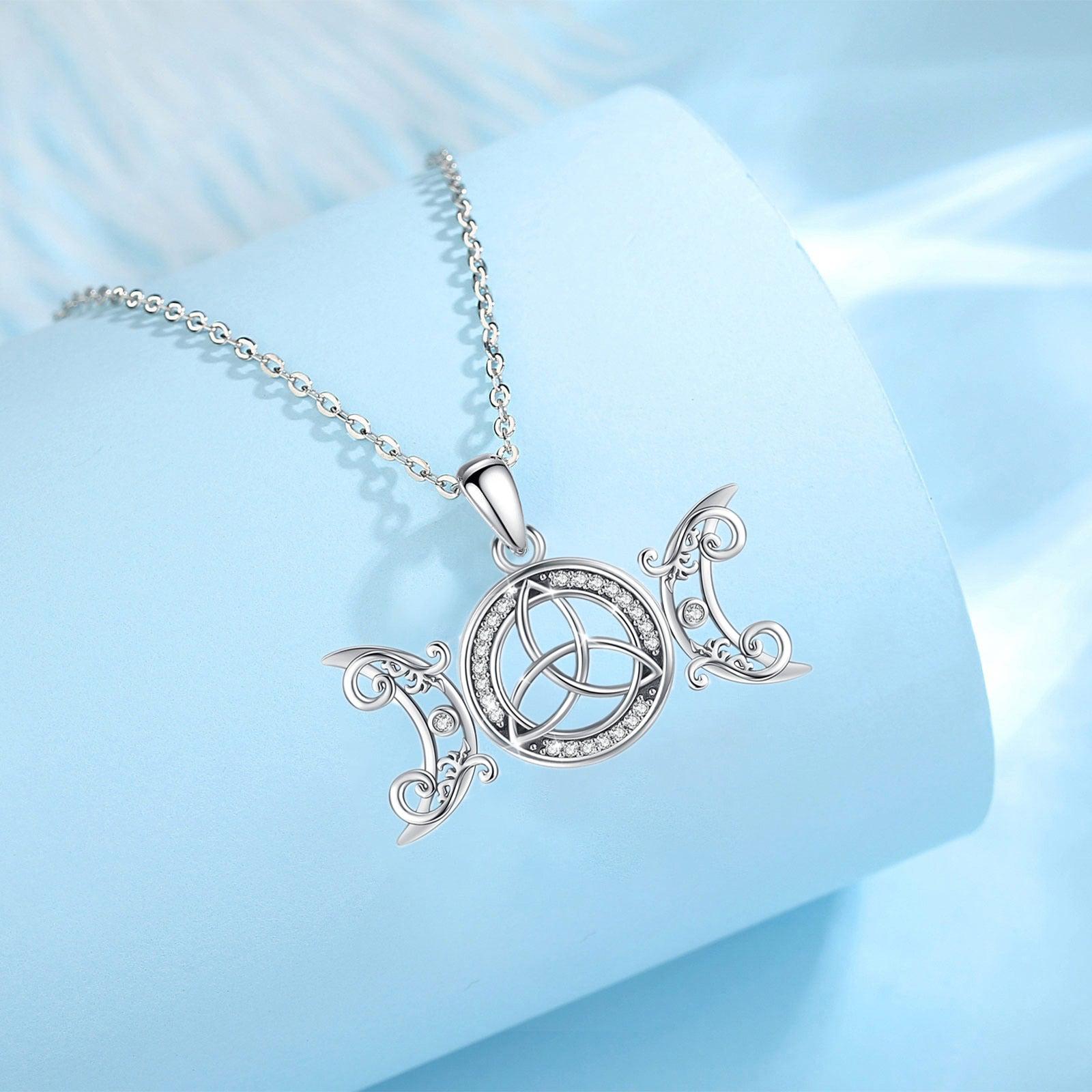 Wicca Celtic Knot Triple Moon Necklace-MoonChildWorld