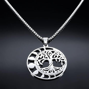 Witch Moon Phases Tree of Life Necklace Pagan Wiccan Necklace