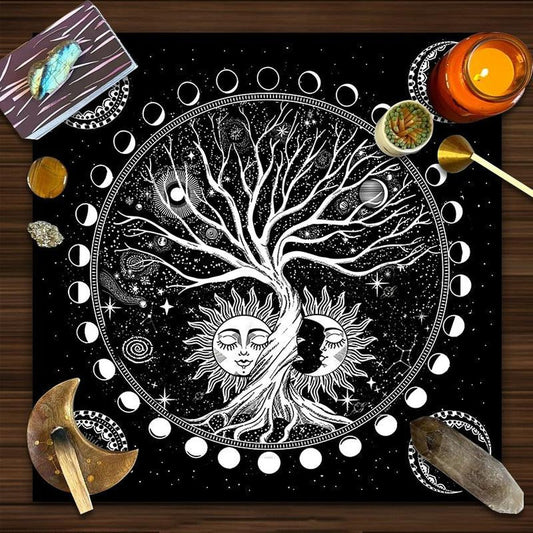 Tree of life Tarot Tablecloth Sun Moon Pagan Altar Cloth
