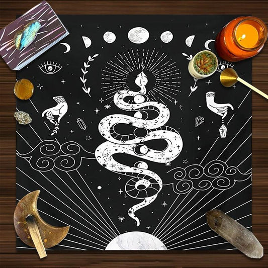 Moon phase snake Tarot Tablecloth Astrology Wicca Altar Cloth