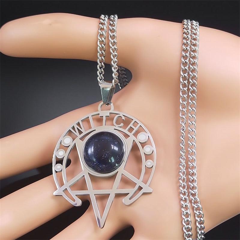Gothic Witch Dark Magic Inverted Pentacle Necklace-MoonChildWorld