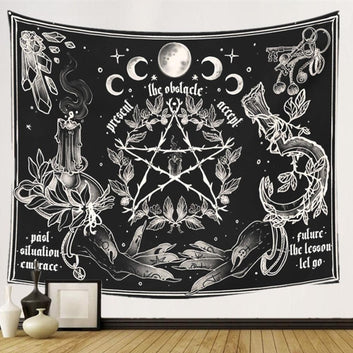 Moon phases pentagram Witchcraft Tapestry Wicca Wall Hanging
