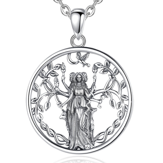 Triple Moon Goddess Necklace Wicca Hecate Necklace