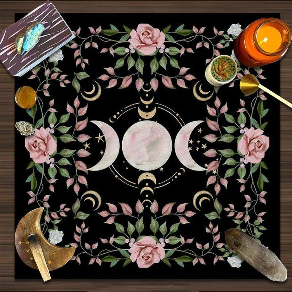 Triple Moon Altar Cloth Wicca Tarot Tablecloth-MoonChildWorld
