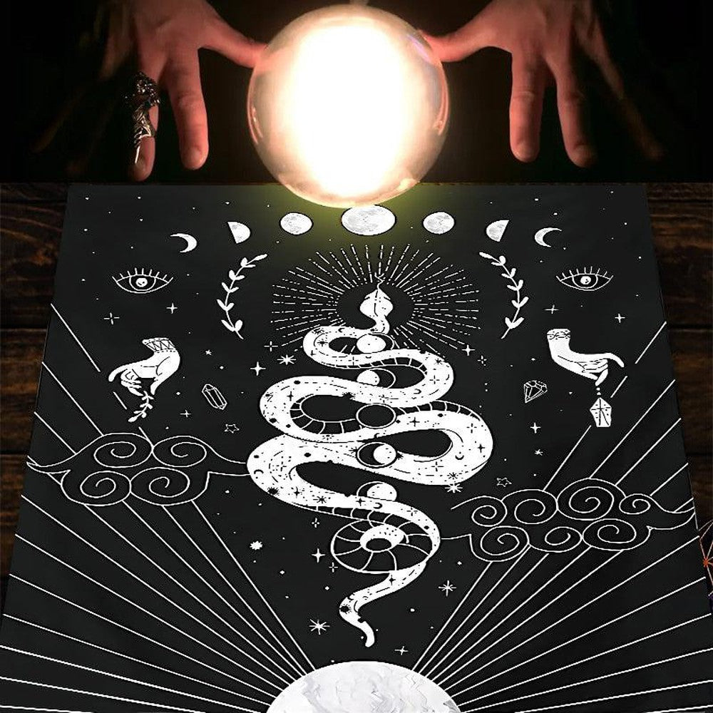 Moon phase snake Tarot Tablecloth Astrology Wicca Altar Cloth-MoonChildWorld