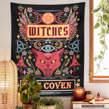 Cat Witchcraft Tapestry Witch Wall Hanging