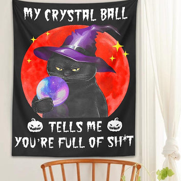 Witch cat Tapestry Wall Hanging Black cat Tapestry-MoonChildWorld