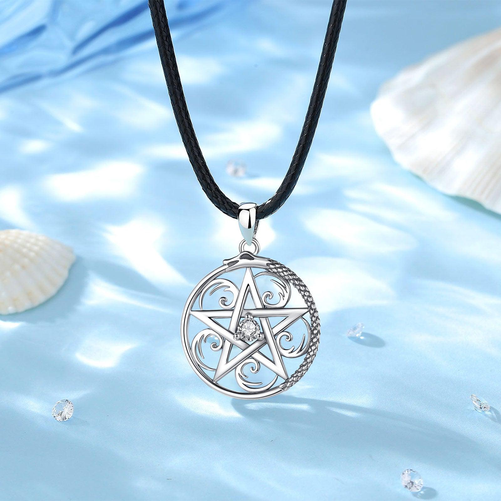 Sterling Silver Pentagram Necklace Wiccan Necklace-MoonChildWorld