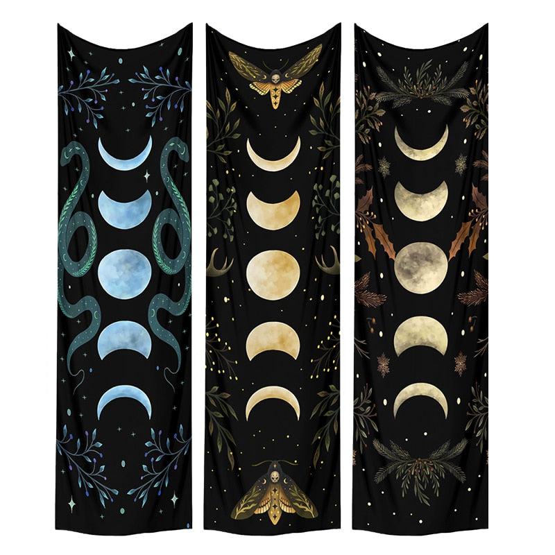 Moon Phase Snake Witch Tapestry Wall Hanging-MoonChildWorld