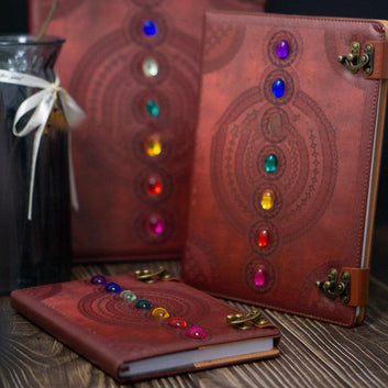 Seven Chakra Medieval Setting Stones Wicca Journal Book of Shadows
