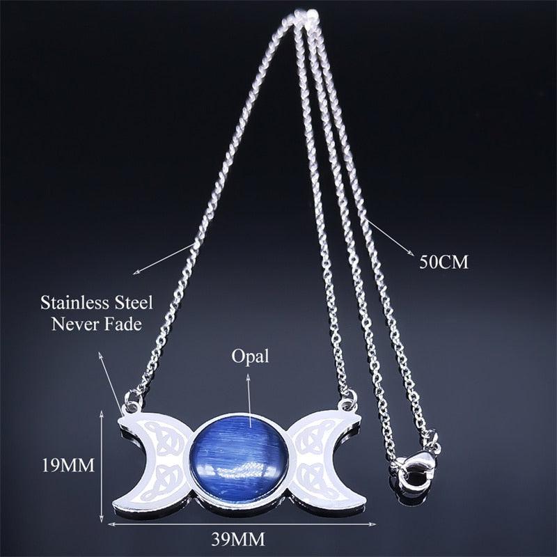 Witch Triple Moon Necklace Irish Knot Necklace Wicca Jewelry-MoonChildWorld