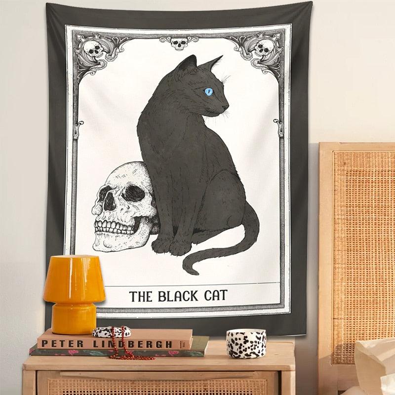 Tarot Cat Tapestry Witch Wall Hanging-MoonChildWorld