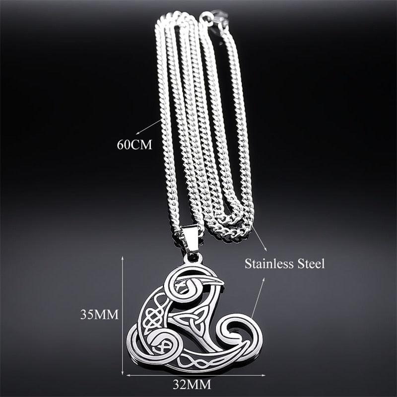 Triskele Celtic Knot Necklace Crescent Moon Necklace-MoonChildWorld