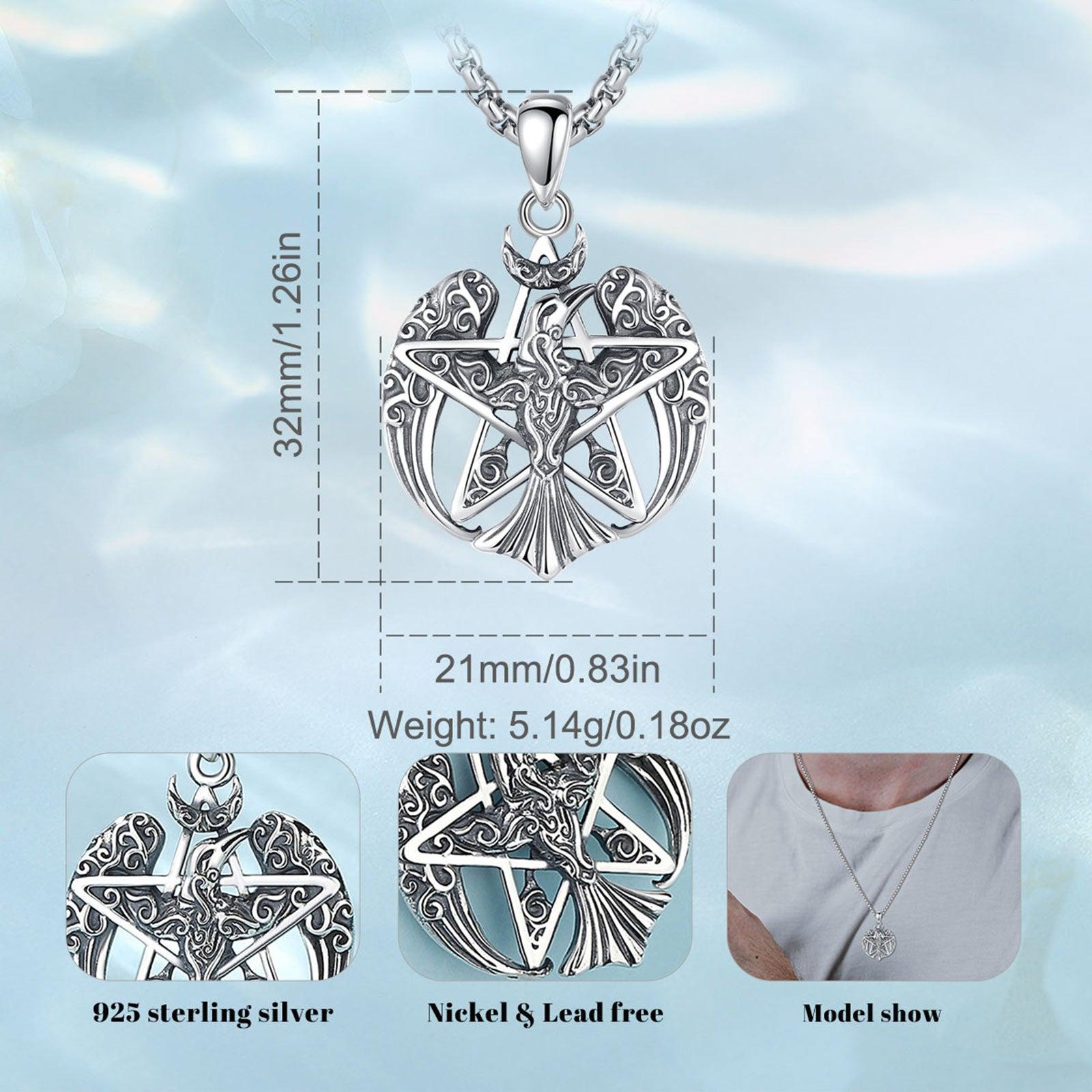 Moon Pentagram Necklace Viking Raven Amulet Necklace-MoonChildWorld